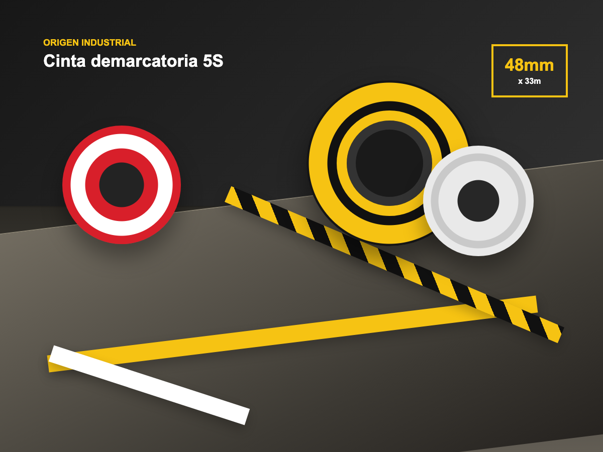 Rollos y aplicación de cinta demarcatoria industrial en piso